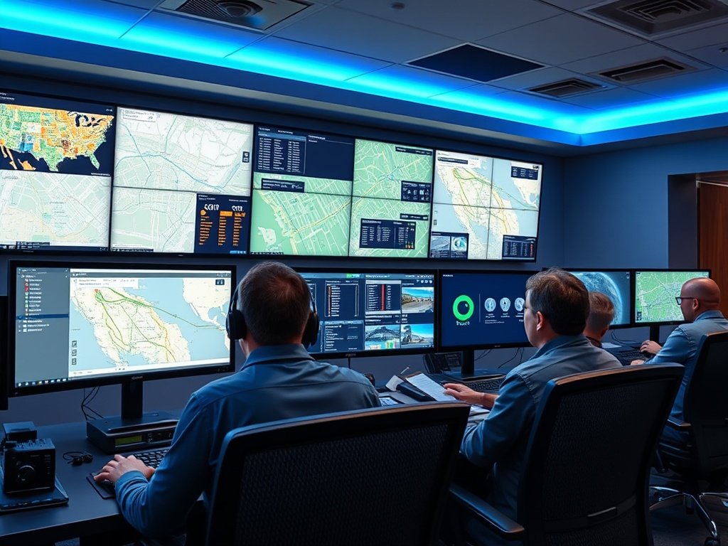 Modern dispatch center with fleet management