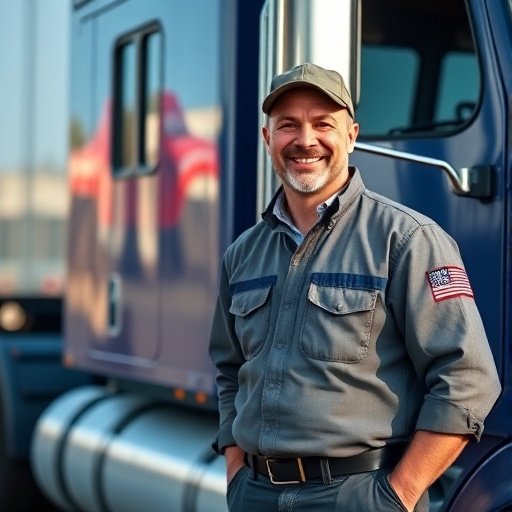 Happy truck driver owner-operator